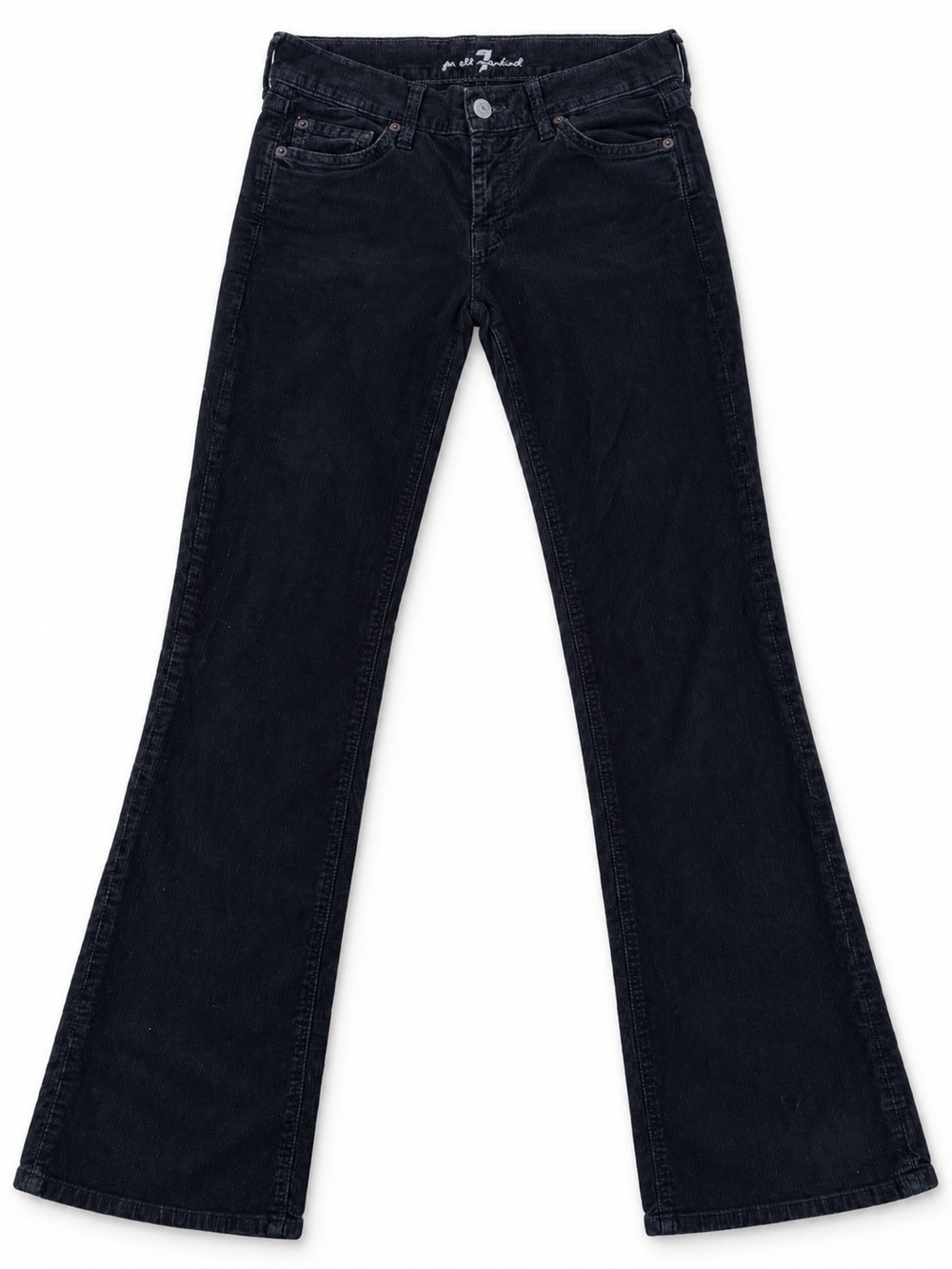 7 For All Mankind Black Corduroy Bootcut Flare Pants Size 25 Made in USA Y2K